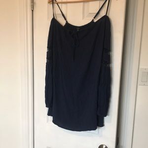 Guess Off-shoulder Navy boho dress